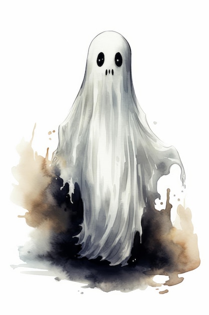 Fantasma spaventoso isolato su uno sfondo bianco