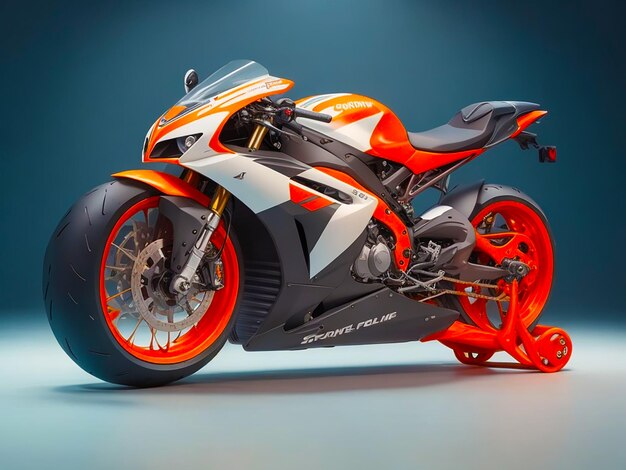 Fantastica moto sportiva generica in uno studio di luci generato dall'intelligenza artificiale