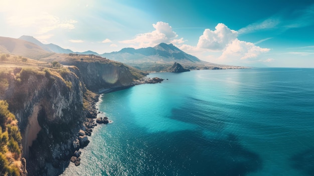 Fantastica vista dell'acqua azzurra in una giornata di sole