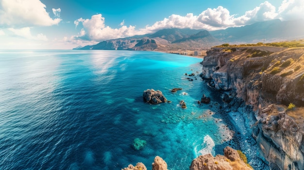 Fantastica vista dell'acqua azzurra in una giornata di sole