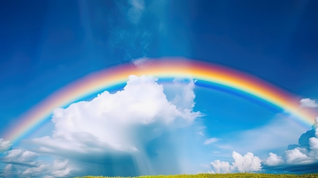 Fantastica vista Vivid Rainbow Sky Bel cielo e nuvole con sfondo arcobaleno