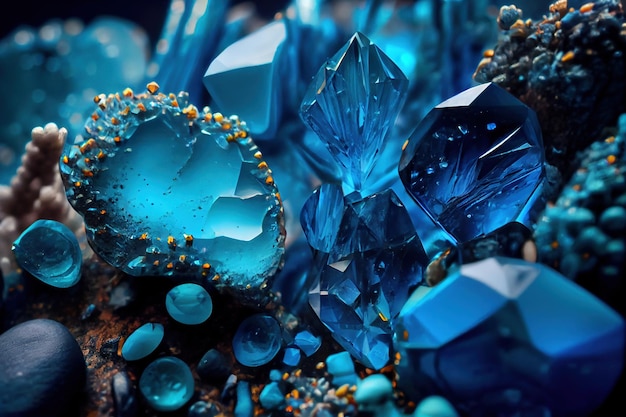 Fantastiche gemme e minerali blu