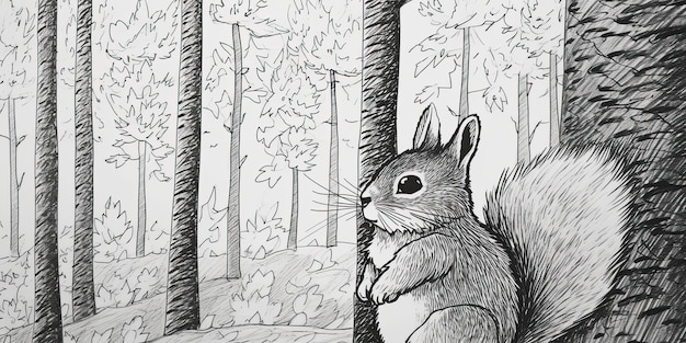 Fantastico avviso di scoiattolo che avvista un amico selvaggio nella foresta