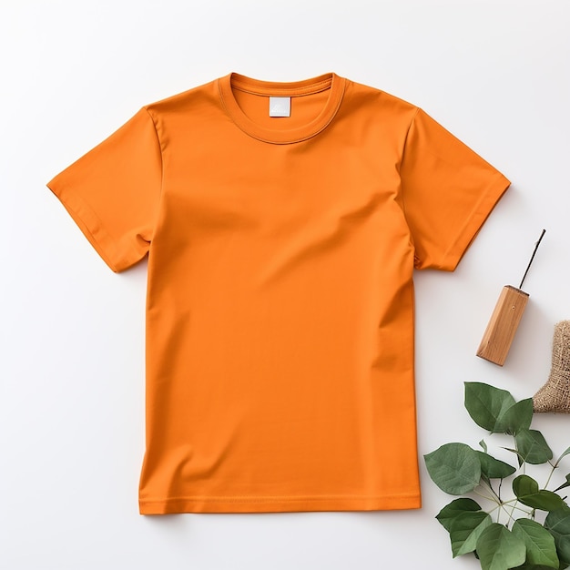 Fantastico design mockup di maglietta vuota sul lato anteriore di colore arancione