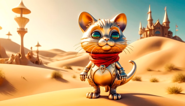 Fantastico gatto di sabbia del deserto solitario