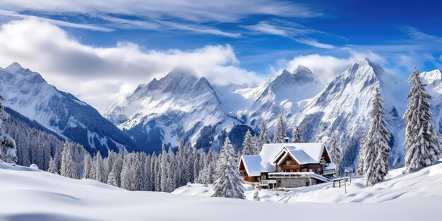 Fantastico paesaggio invernale serale