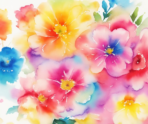 fantastico sfondo floreale colorato multicolore dipinto su carta immagine acquerello HD