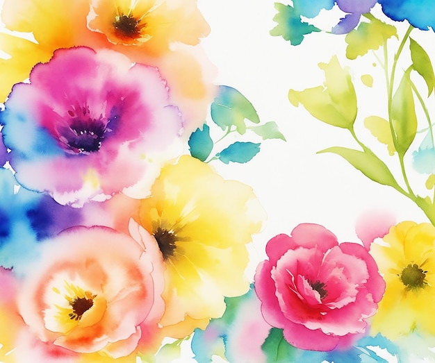 fantastico sfondo floreale colorato multicolore dipinto su carta immagine acquerello HD