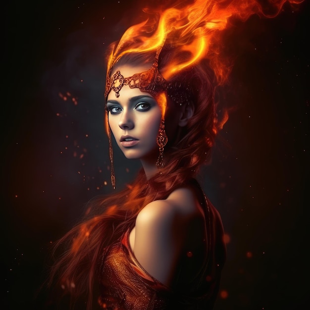 Fantasy donna dal fuoco IA generativa