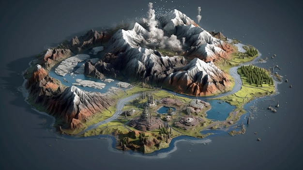 Fantasy Island Landscape C'è un regno segreto Hveravellir AI Generative