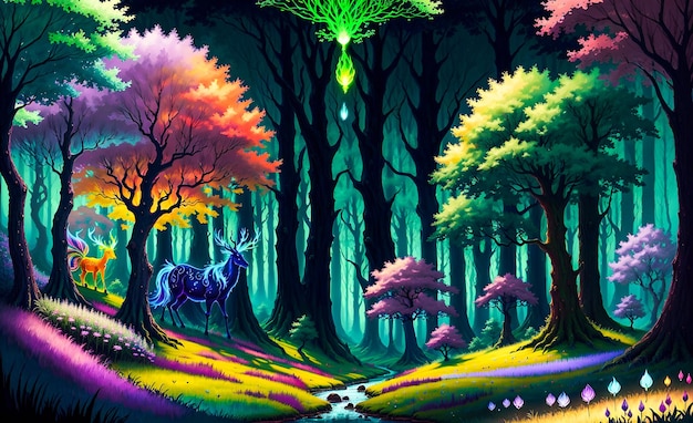 Fantasy Landscape Background AI generativa per illustrazioni dipinti wall art libri per bambini fiabe AI generativa