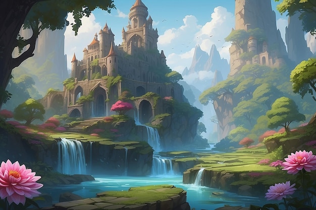 Fantasy Puzzle Game Concept Dahliafilled Paesaggi