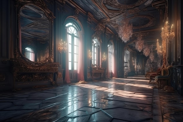 Fantasy Royal Palace Interior AI generato