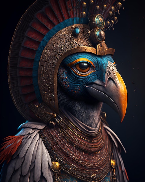 Faraone egiziano Horus dio guerriero in costumi e accessori reali