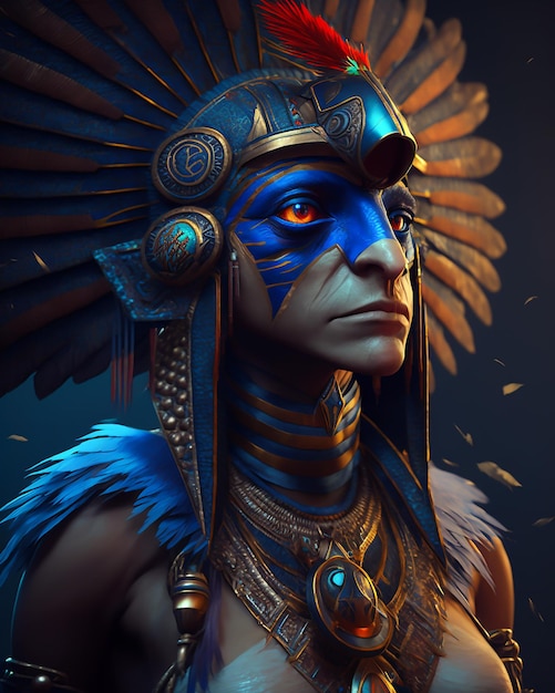 Faraone egiziano Horus dio guerriero in costumi e accessori reali