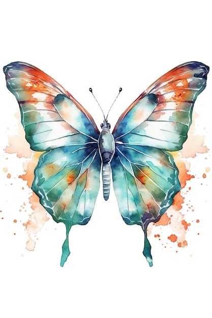 Farfalla acquerello clipart carino isolato su sfondo bianco con tecnologia generativa AI