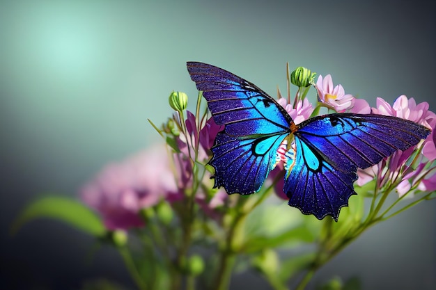 Farfalla colorata su un mazzo di fiori