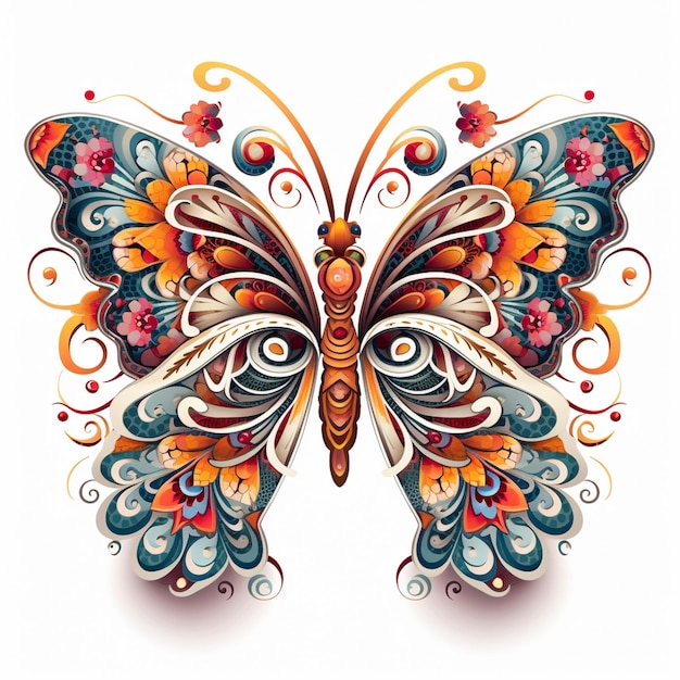 farfalla dai colori vivaci con motivi intricati sulle ali generativa ai