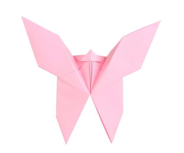 Farfalla di carta origami isolata su bianco