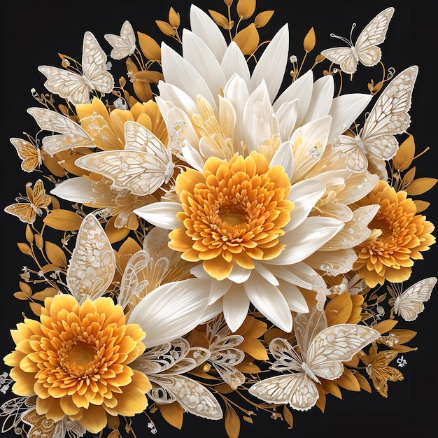 farfalla floreale arancione sfondo realistico carta da parati foto