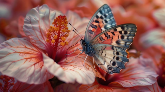 Farfalla in fiore da vicino