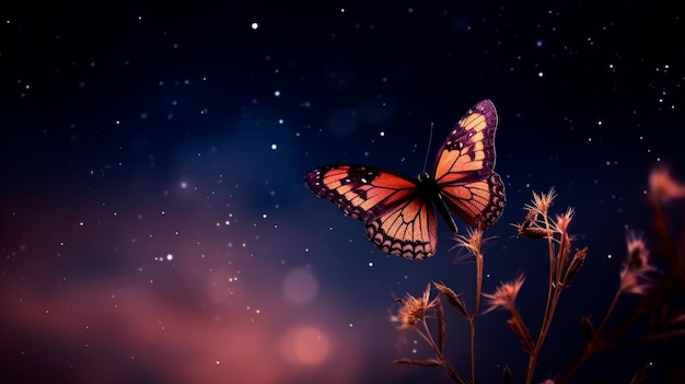 Farfalla nel cielo notturno Illustratore generativo di IA