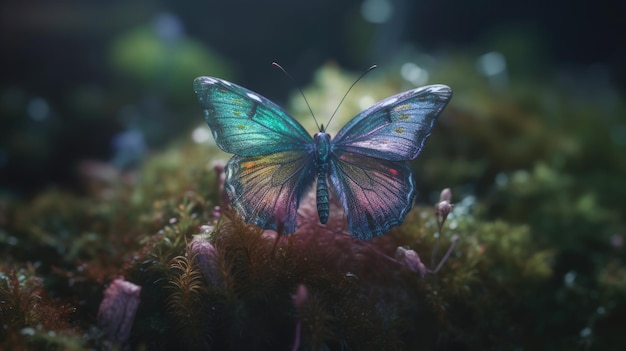 Farfalla nella magica foresta delle fate