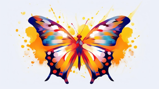 Farfalla semplice closeup_bright colori cartoon art bianco Generativo ai