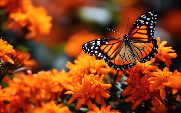 Farfalla su sfondo di fiori d'arancio