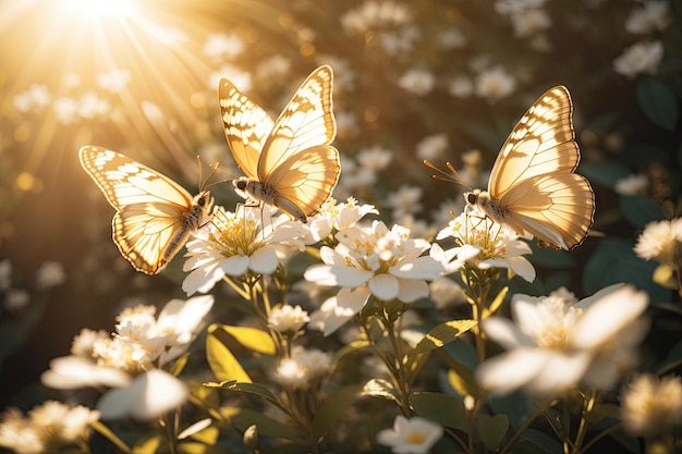 farfalla sui fiori da vicino ai generativo