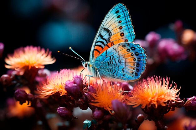 Farfalla sul fiore nella foresta