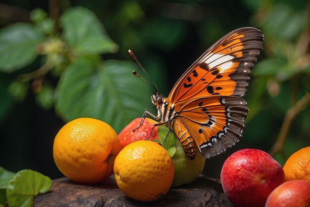 Farfalla tigre Ismenius seduta nella frutta