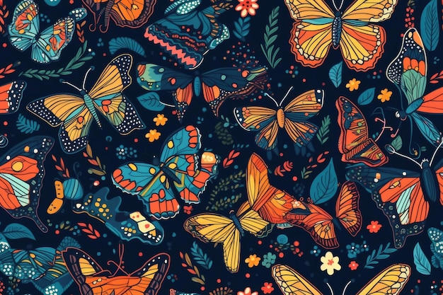 Farfalle colorate in volo