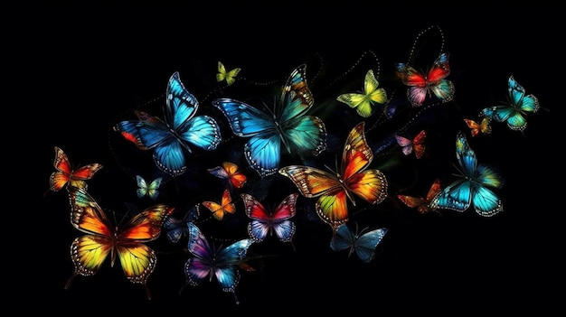 Farfalle negli sfondi scuri ai generativa