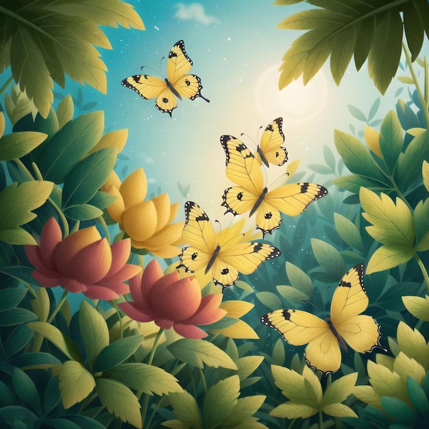 Farfalle nella giungla royalty illustrazione gratis
