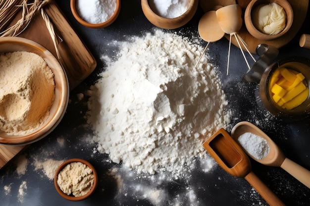 farina al forno ingredienti pane sul tavolo