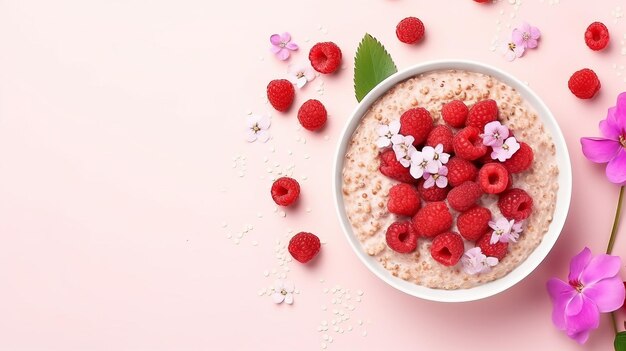 farina d'avena con bacche in un piatto