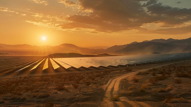 Farma solare e energetica nel deserto bellissima foto professionale di sfondo