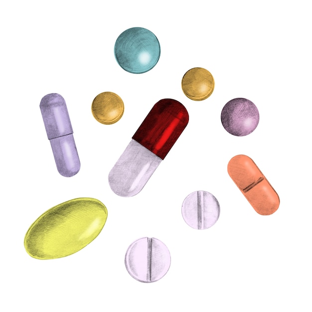 Farmaci medici e pillole per il trattamento del dolore isolati
