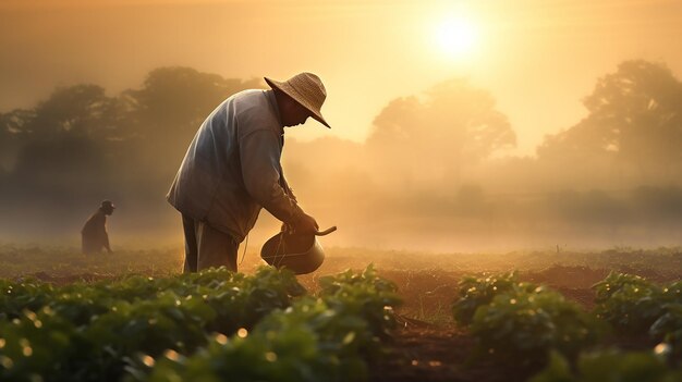 Farmer in the Morning Descrizione di un contadino che lavora nei campi al mattino