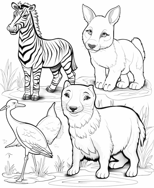 Farmyard Fun Cartoon Animal Coloring Book per bambini