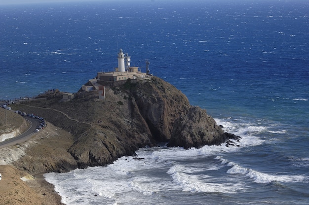 Faro a Cabo de Gata, provincia di Almeria, Andalusia, Spagna