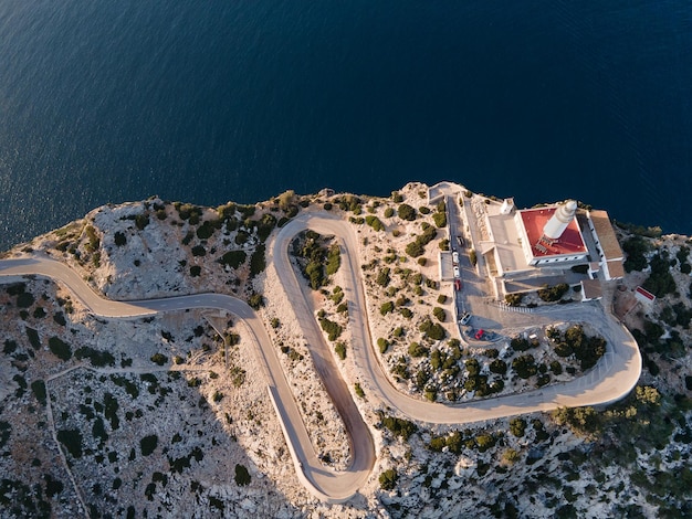 Faro di Capo Formentor a Maiorca vista aerea