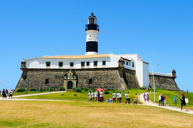 Faro di Farol da Barra Barra a Salvador Bahia Brasile