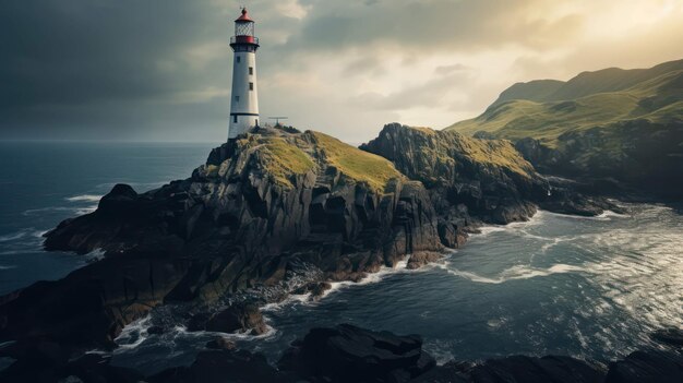 Faro maestoso in mezzo a un'isola remota