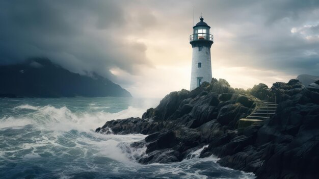 Faro nel mezzo dell'isola isolata