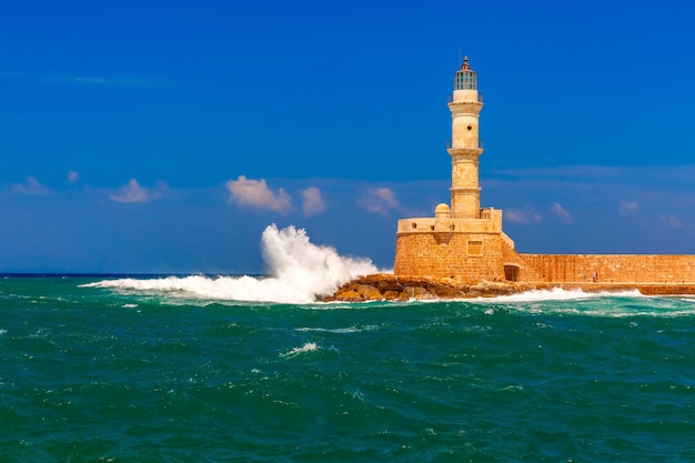 Faro nel porto vecchio, Chania, Creta, Grecia