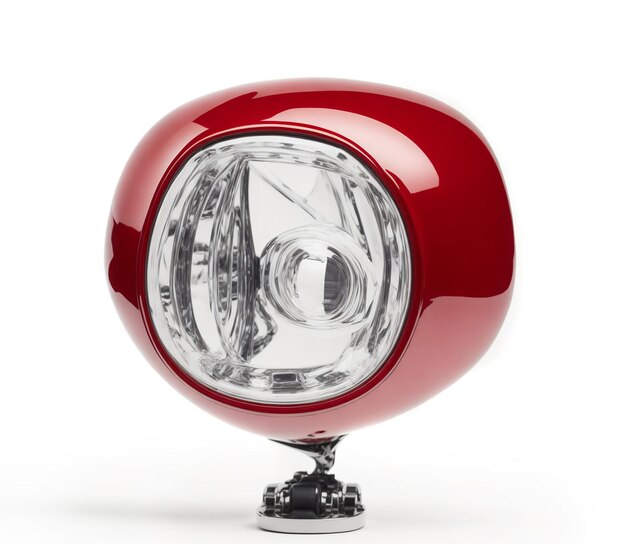 Faro rosso d'auto d'epoca su sfondo bianco