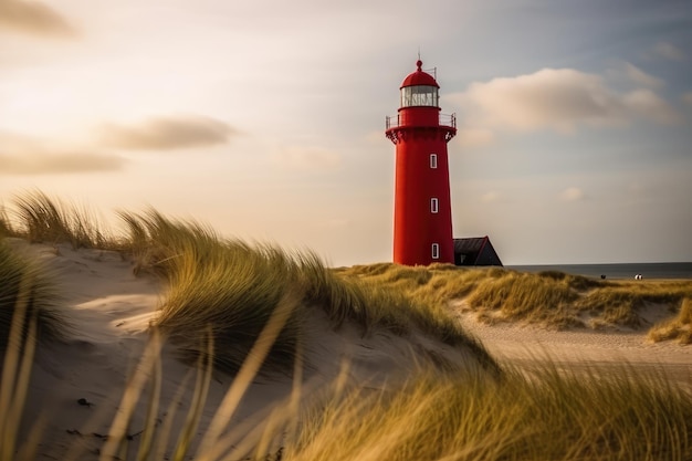 Faro rosso sull'isola di Sylt