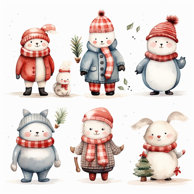 Fascino natalizio scandinavo Clipart di personaggi natalizi carini